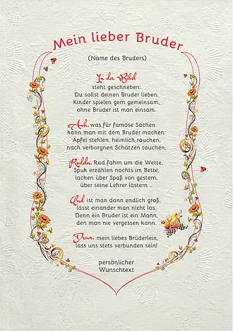 Urkunde für den Bruder