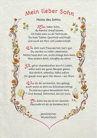 Urkunde für den Sohn