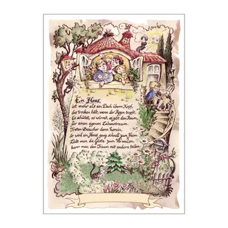 Kunstbild Haus mit Wunschtext