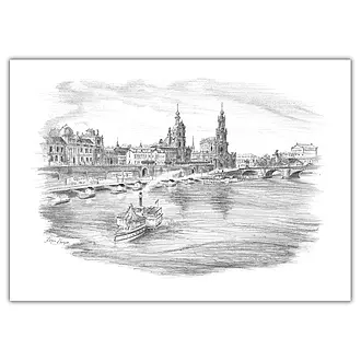Kunstbild Terrassenufer mit Schiff