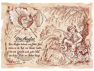 Kunstbild Angler - braun / schwarz