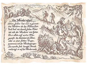 Kunstbild Wanderer - braun / schwarz