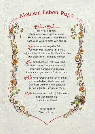 Urkunde für den Papa