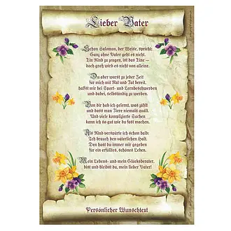 Urkunde für den Vater