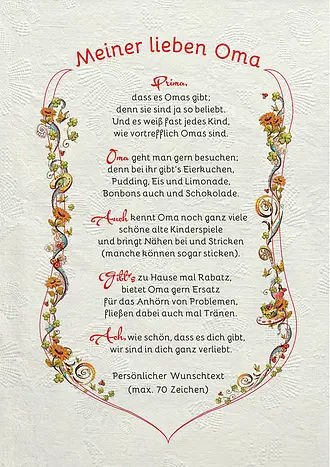 Urkunde für die Oma