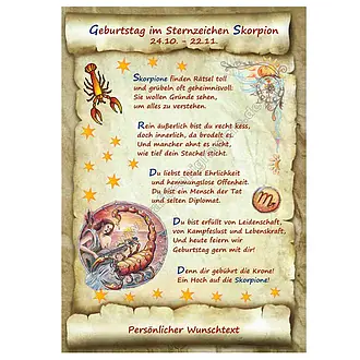 Urkunde zum Geburtstag - Skorpion
