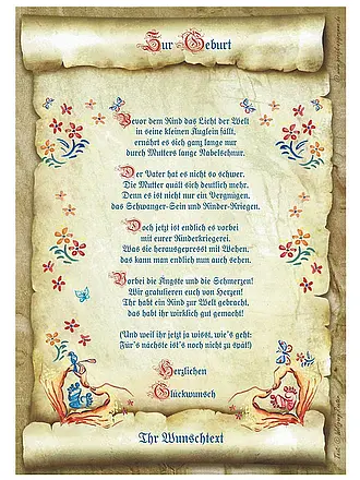 Urkunde zur Geburt
