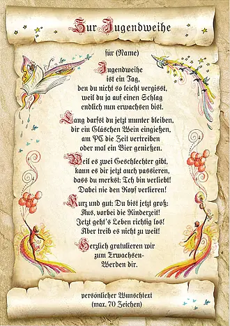 Urkunde zur Jugendweihe