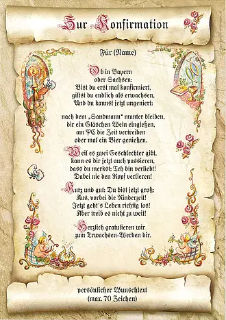 Urkunde zur Konfirmation