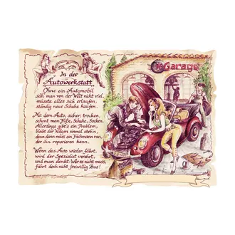 Kunstbild Autowerkstatt mit Wunschtext