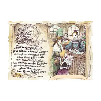 Kunstbild Bankangestellter mit Wunschtext