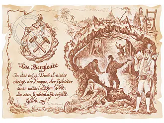 Kunstbild Bergleute - braun / schwarz