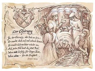 Kunstbild Chirurg - braun / schwarz