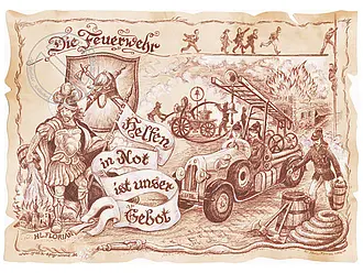 Kunstbild Feuerwehr - braun / schwarz