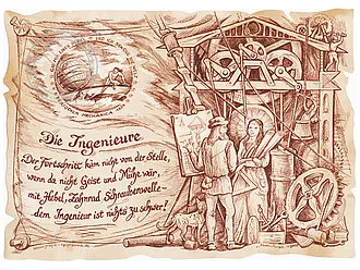 Kunstbild Ingenieur - braun / schwarz