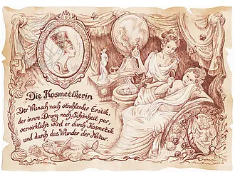 Kunstbild Kosmetikerin - braun / schwarz
