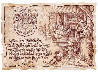 Kunstbild Optiker - braun / schwarz