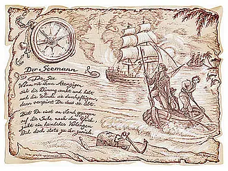 Kunstbild Seemann - braun / schwarz