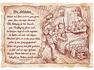 Kunstbild Soldat - braun / schwarz