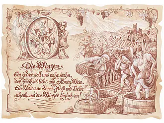 Kunstbild Winzer - braun / schwarz