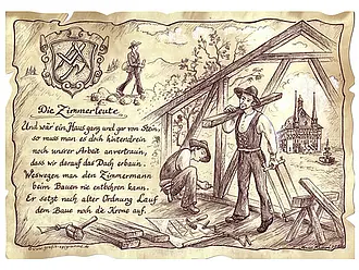 Kunstbild Zimmerleute - braun / schwarz