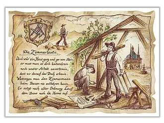 Kunstbild Zimmerleute - farbig