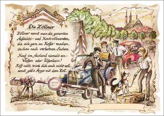 Zunftbild Zöllner auf Antikpapier im A4-Format 