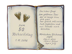 Artelithschild als Buch für Ehrungen und besondere Anlässe  Größe: 27×22 cm