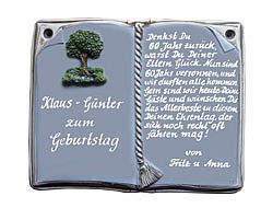 Keramikschild als Buch für Ehrungen und besondere Anlässe – Größe: 27×22 cm