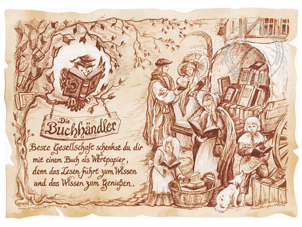 Format günstig Kaufen-Zunftbild Buchhändler auf Antikpapier im A4-Format. Zunftbild Buchhändler auf Antikpapier im A4-Format <![CDATA[Der Versand des Bildes mit dem optional erhältlichen Bilderrahmen erfolgt in 2 getrennten Lieferungen.]]>. 