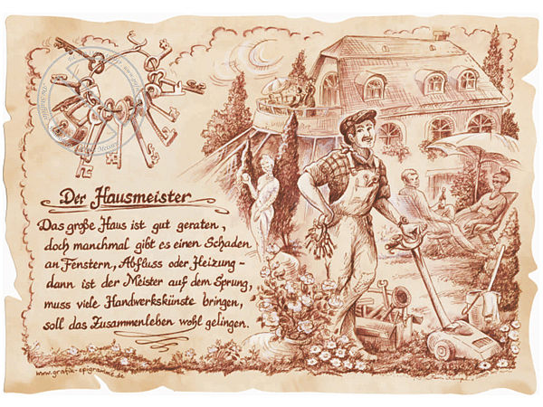 a4 aus dem günstig Kaufen-Zunftbild Hausmeister auf Antikpapier im A4-Format. Zunftbild Hausmeister auf Antikpapier im A4-Format <![CDATA[Der Versand des Bildes mit dem optional erhältlichen Bilderrahmen erfolgt in 2 getrennten Lieferungen.]]>. 