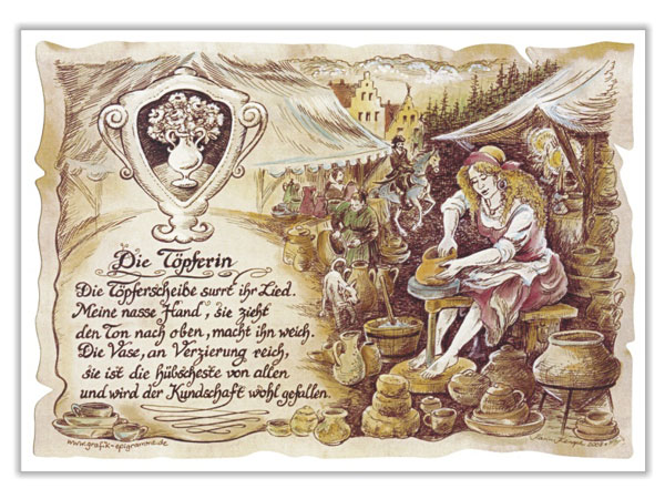 Sicherungsgriff,Der günstig Kaufen-Zunftbild Töpferin auf Antikpapier im A4-Format. Zunftbild Töpferin auf Antikpapier im A4-Format <![CDATA[Der Versand des Bildes mit dem optional erhältlichen Bilderrahmen erfolgt in 2 getrennten Lieferungen.]]>. 