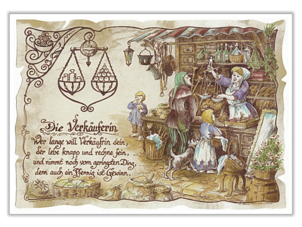 Format günstig Kaufen-Zunftbild Verkäuferin auf Antikpapier im A4-Format. Zunftbild Verkäuferin auf Antikpapier im A4-Format <![CDATA[Der Versand des Bildes mit dem optional erhältlichen Bilderrahmen erfolgt in 2 getrennten Lieferungen.]]>. 