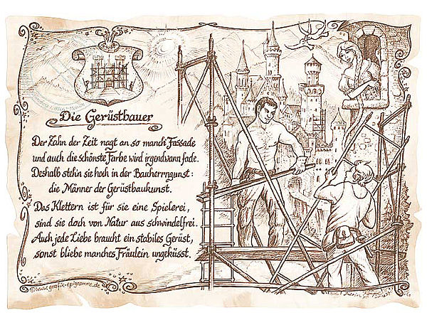 Format günstig Kaufen-Zunftbild Gerüstbauer auf Antikpapier im A4-Format. Zunftbild Gerüstbauer auf Antikpapier im A4-Format <![CDATA[Der Versand des Bildes mit dem optional erhältlichen Bilderrahmen erfolgt in 2 getrennten Lieferungen.]]>. 