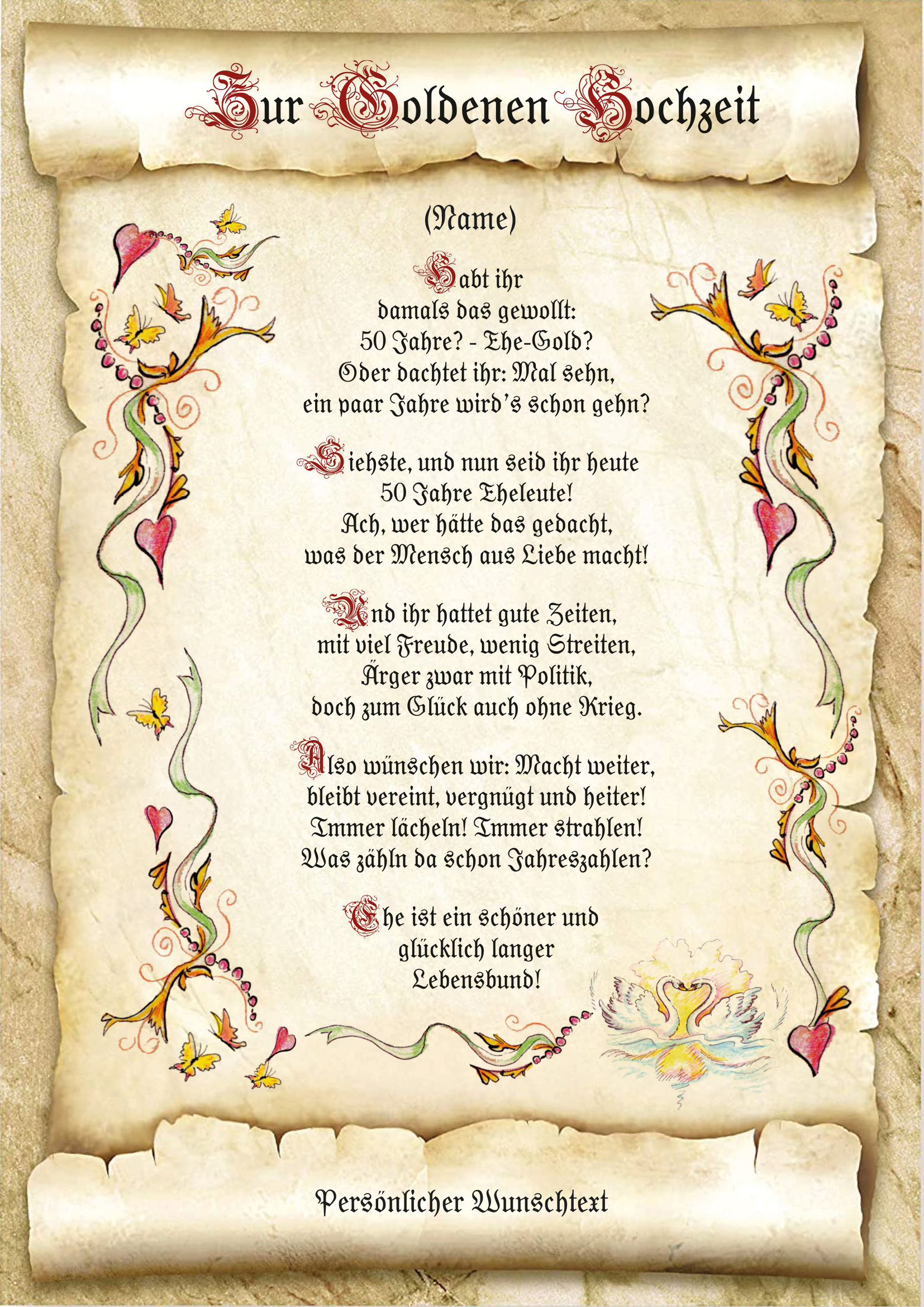 Urkunde zur günstig Kaufen-Urkunde zur Goldenen Hochzeit. Urkunde zur Goldenen Hochzeit <![CDATA[Der Versand des Bildes mit dem optional erhältlichen Bilderrahmen erfolgt in 2 getrennten Lieferungen.]]>. 