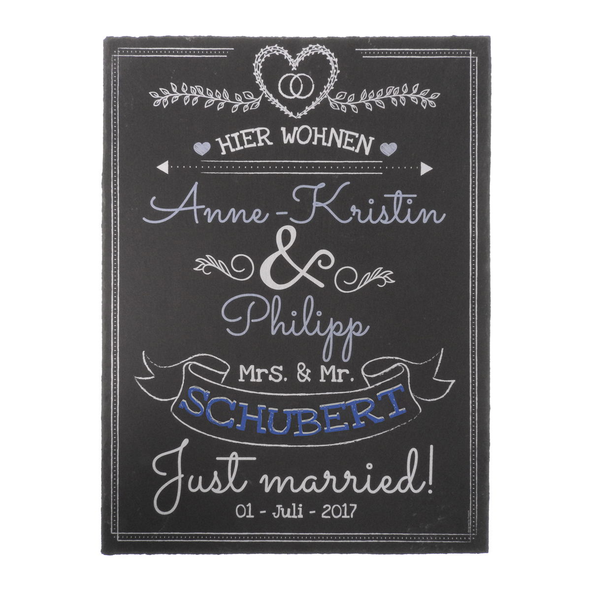 sind günstig Kaufen-Geschenk zur Hochzeit individuell bedruckte Schiefertafel mit Namen und Datum. Geschenk zur Hochzeit individuell bedruckte Schiefertafel mit Namen und Datum <![CDATA[Hinweis: Schieferschilder sind Naturprodukte mit möglichen Einschlüssen oder Verfärbungen