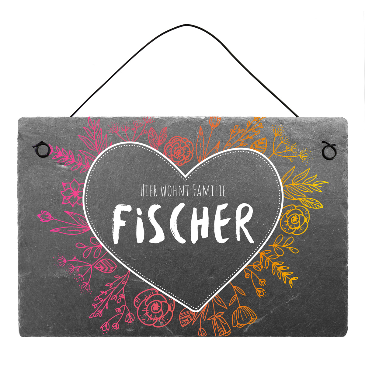 sind günstig Kaufen-Türschild aus farbig bedrucktem Schiefer mit Herz und Familiennamen 30 x 20 cm. Türschild aus farbig bedrucktem Schiefer mit Herz und Familiennamen 30 x 20 cm <![CDATA[Hinweis: Schieferschilder sind Naturprodukte mit möglichen Einschlüssen oder 