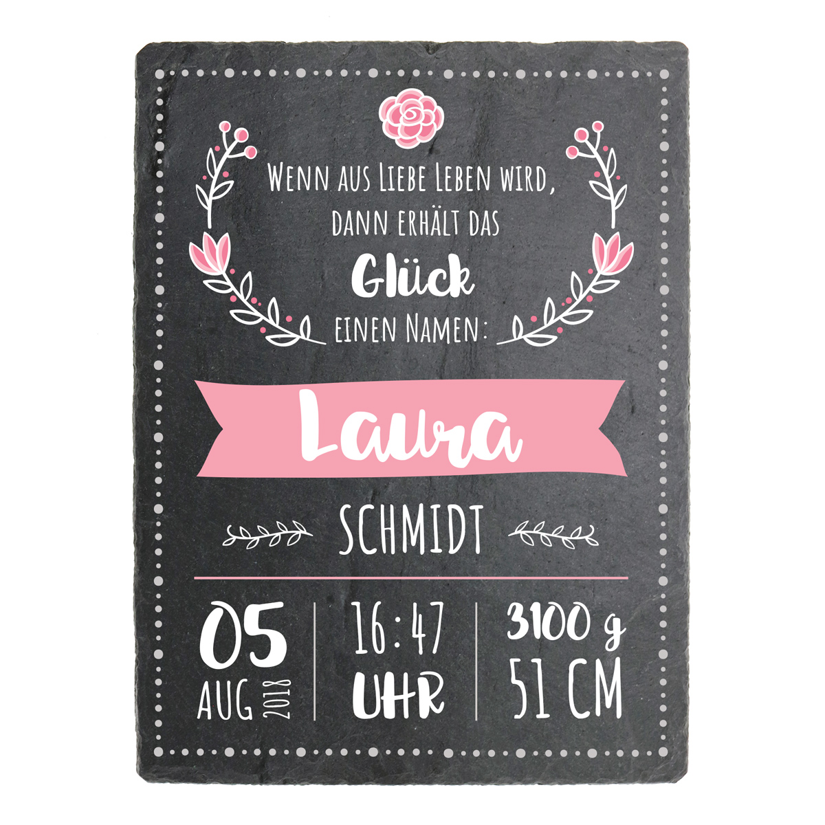 sind günstig Kaufen-Geschenk zur Geburt eines Mädchens Schieferschild mit Aufdruck- 150 x 200 mm. Geschenk zur Geburt eines Mädchens Schieferschild mit Aufdruck- 150 x 200 mm <![CDATA[Hinweis: Schieferschilder sind Naturprodukte mit möglichen Einschlüssen oder Verf