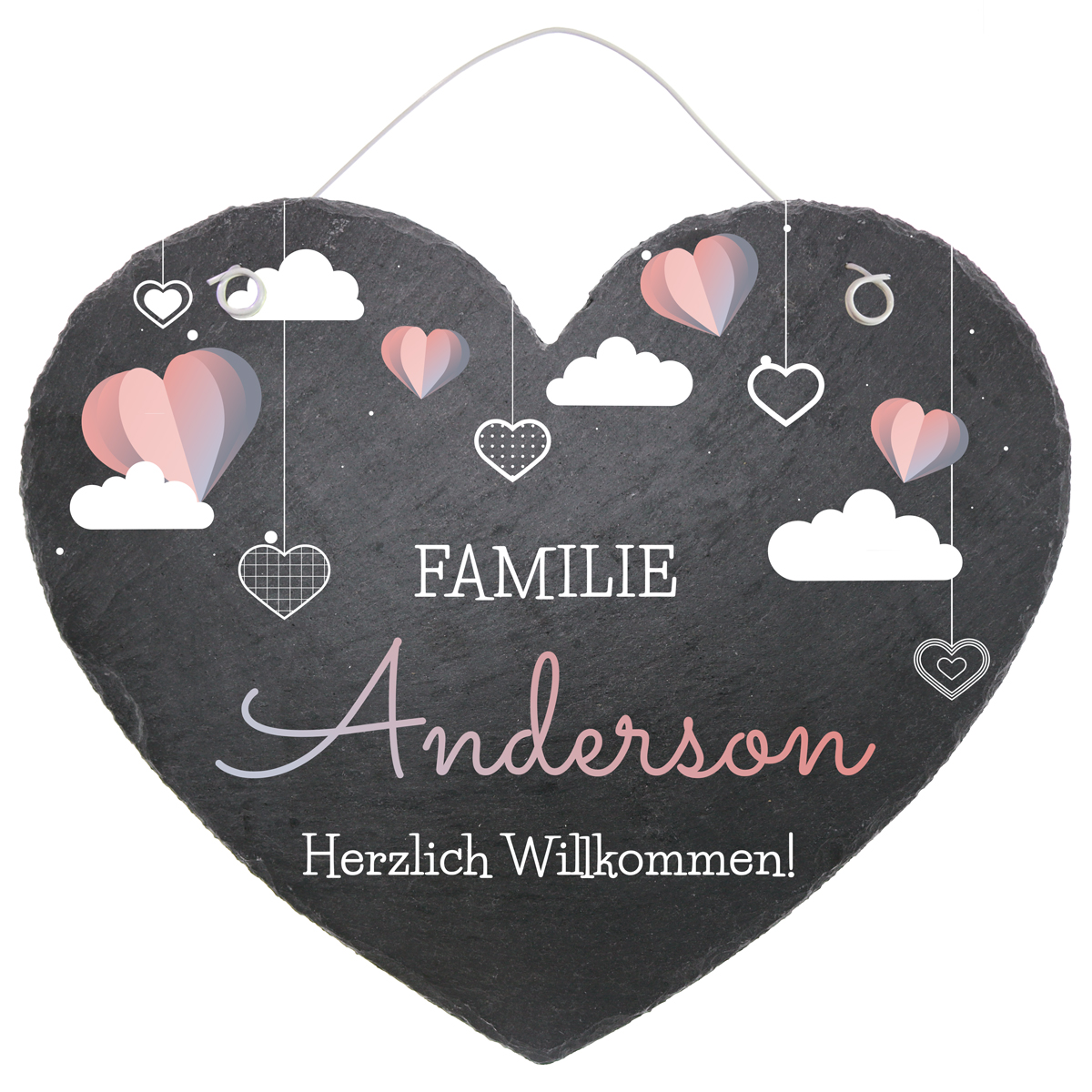 24 Produkte günstig Kaufen-Türschild in Herzform aus Schiefer mit Wolken in Größe 24 cm. Türschild in Herzform aus Schiefer mit Wolken in Größe 24 cm <![CDATA[Hinweis: Schieferschilder sind Naturprodukte mit möglichen Einschlüssen oder Verfärbungen, di