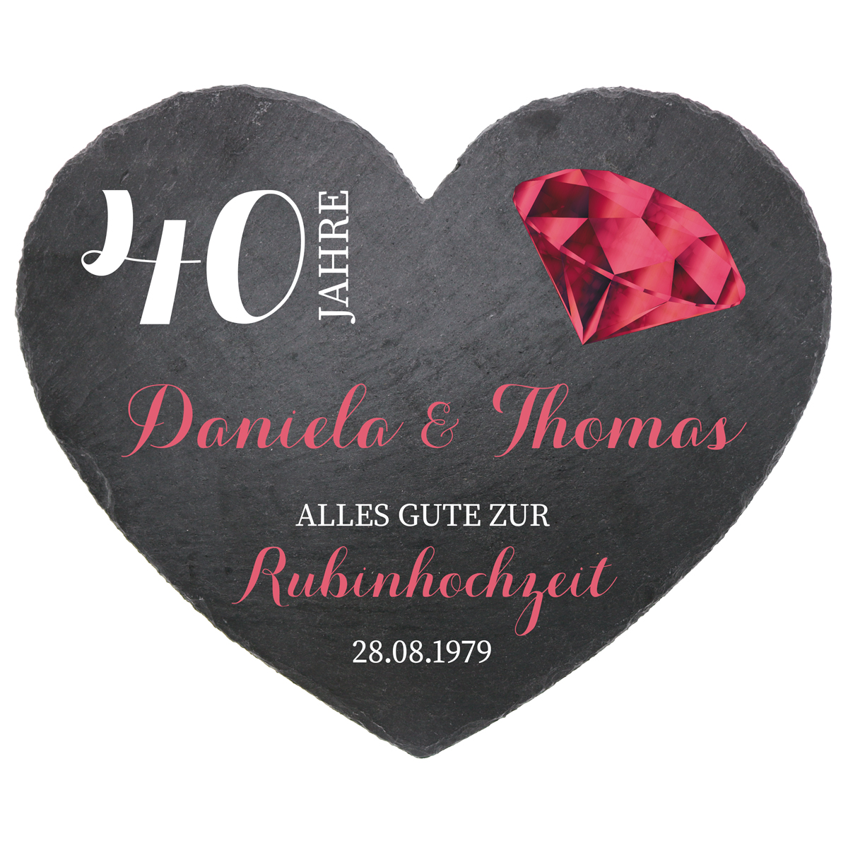 Schieferherz zum 40. Hochzeitstag Rubinhochzeit Größe 24 cm. Schieferherz zum 40. Hochzeitstag Rubinhochzeit Größe 24 cm <![CDATA[Hinweis: Schieferschilder sind Naturprodukte mit möglichen Einschlüssen oder Verfärbungen, die kein Grund Ode Zum günstig Kaufen-Schieferherz zum 40. Hochzeitstag Rubinhochzeit Größe 24 cm. Schieferherz zum 40. Hochzeitstag Rubinhochzeit Größe 24 cm <![CDATA[Hinweis: Schieferschilder sind Naturprodukte mit möglichen Einschlüssen oder Verfärbungen, die kein Grund