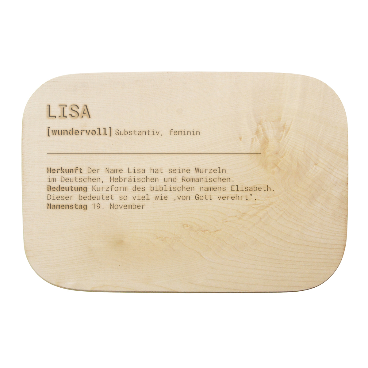 Namensgeschenk – Frühstücksbrettchen mit Gravur 28 x 19 cm