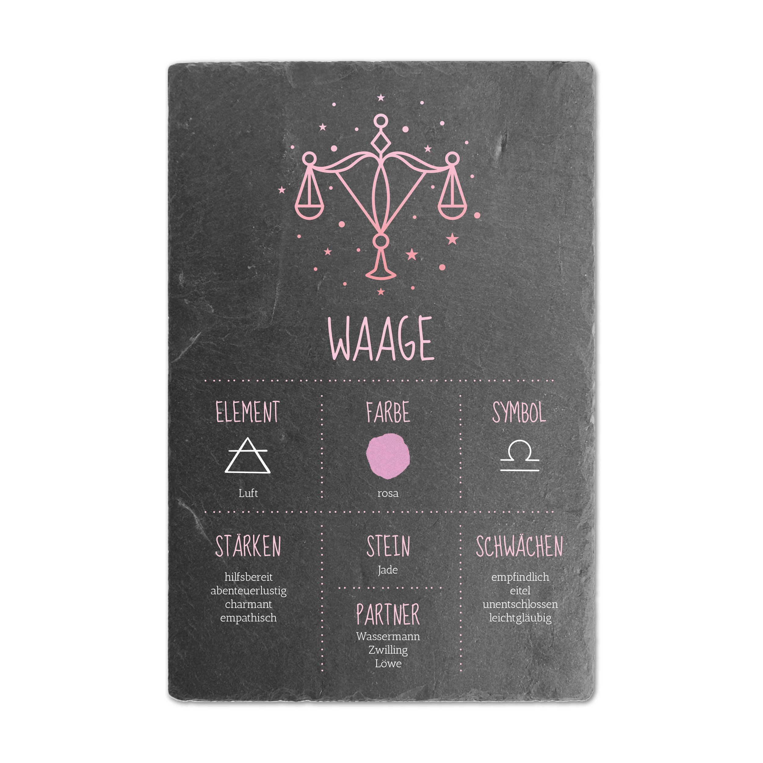 Schieferschild mit Sternzeichen – mehrere Größen | Libra
