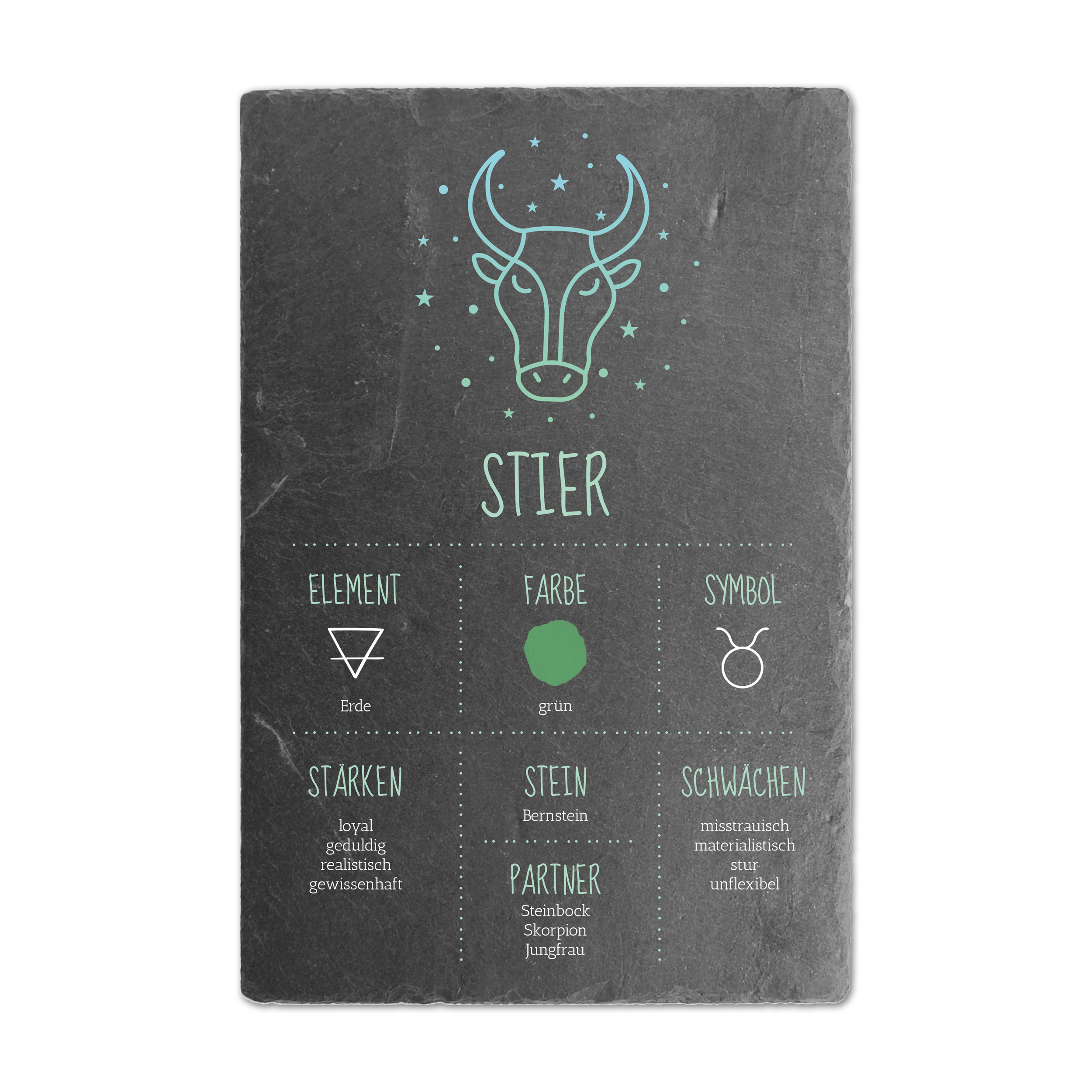 Schieferschild mit Sternzeichen – mehrere Größen | Taurus