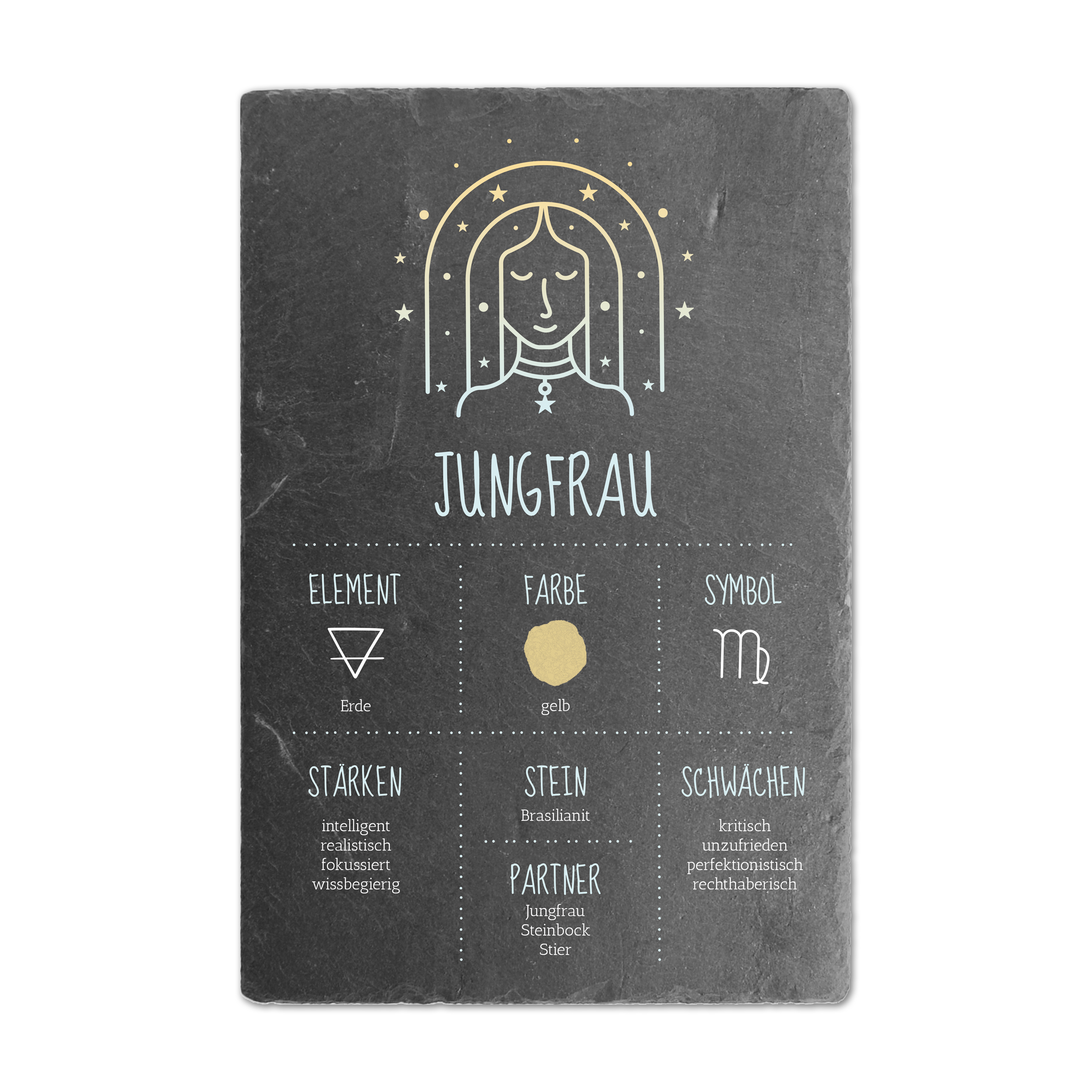 Schieferschild mit Sternzeichen – mehrere Größen | Virgo