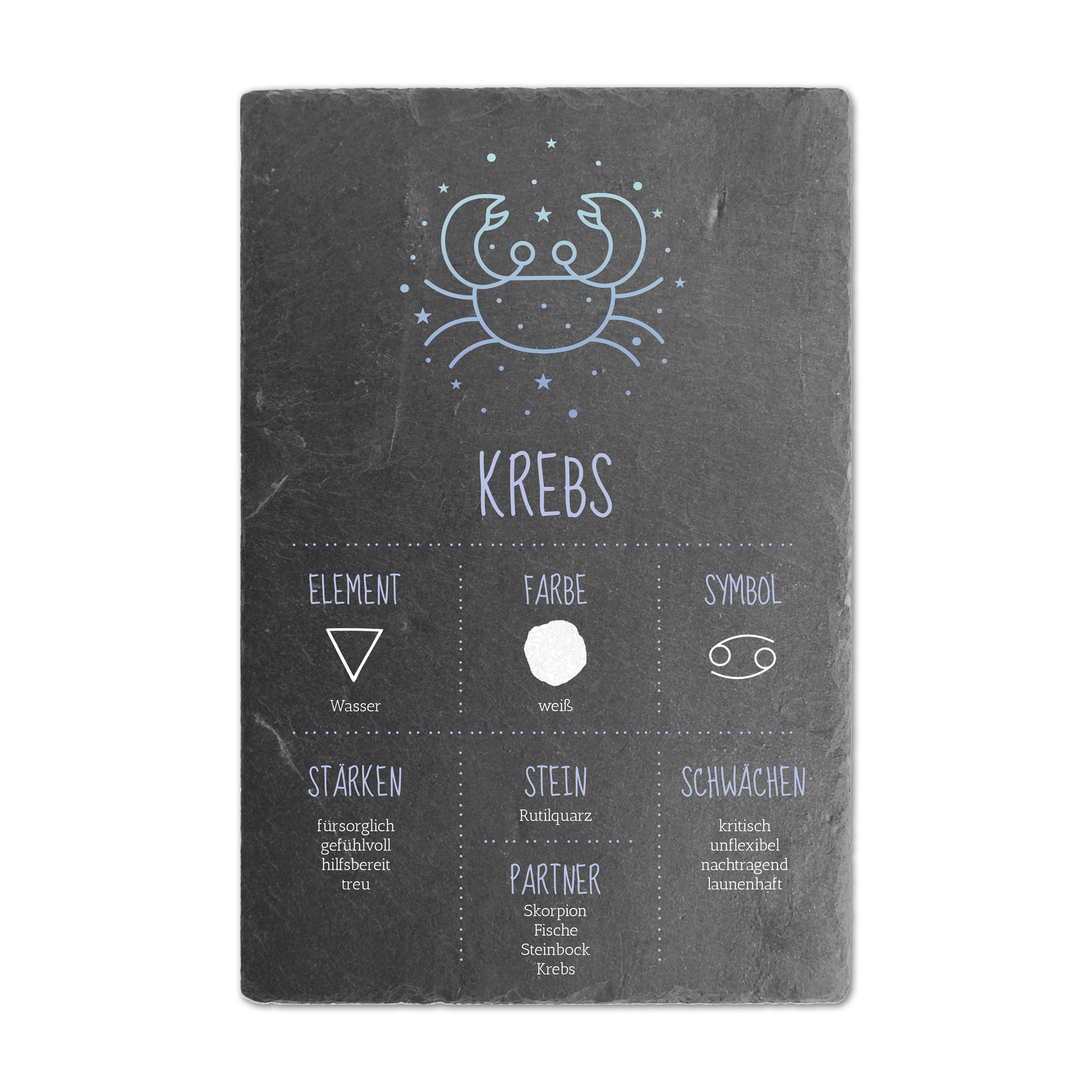 Schieferschild mit Sternzeichen – mehrere Größen | Cancer