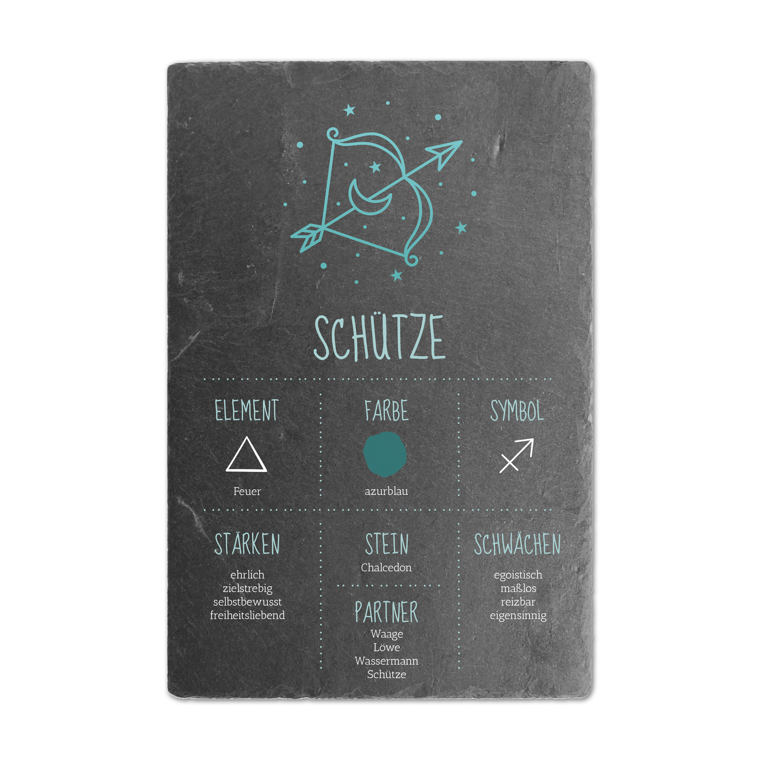 Schieferschild mit Sternzeichen – mehrere Größen | Sagittarius