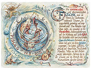 Ein eindrucksvolles und zeitloses Kunstwerk mit dem Sternzeichen Fische (20. Februar - 20. März). Der dazu passende Spruch gibt dem Bild eine besondere Note. Das Bild ist ein Kunstdruck im A4- Format ... Sternbild Fische auf Antikpapier im A4-Format