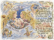 Ein eindrucksvolles und zeitloses Kunstwerk mit dem Sternzeichen Zwillinge (21. Mai - 21. Juni). Der dazu passende Spruch gibt dem Bild eine besondere Note. Das Bild ist ein Kunstdruck im A4- Format ... Sternbild Zwillinge auf Antikpapier im A4-Format