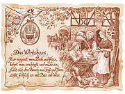 Kunstbild Wirtshaus - braun / schwarz