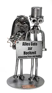 Schraubenmännchen Hochzeitspaar mit Schild